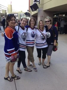 The jersey girls outside of Jobing arena